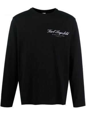 Maglione con stampa a maniche lunghe Karl Lagerfeld nero