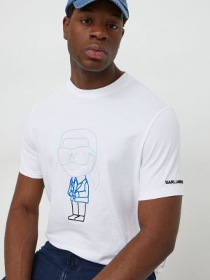 Тениска с дълъг ръкав с апликация Karl Lagerfeld бяло