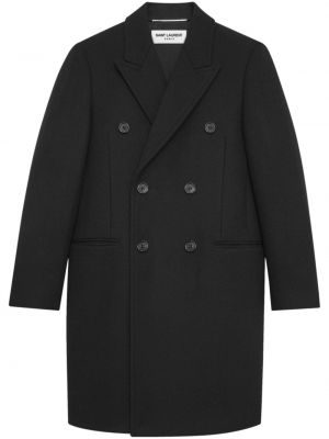 Gyapjú kabát Saint Laurent fekete