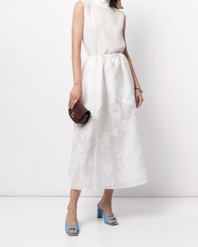 Falda larga de flores con estampado Emporio Armani blanco
