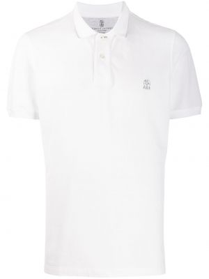 Brodert poloskjorte Brunello Cucinelli hvit