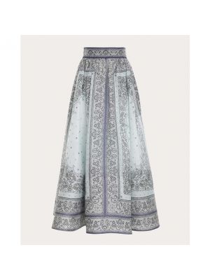 Falda larga de lino Zimmermann azul