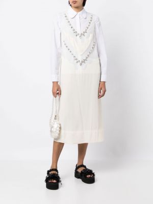 Kristallidega siidist kleit Simone Rocha valge
