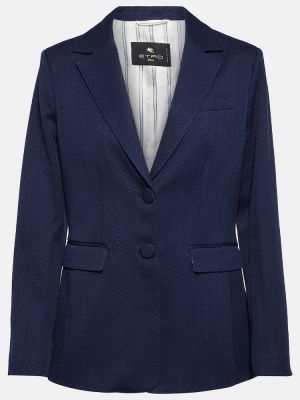 Žakárové bavlnené sako s paisley vzorom Etro modrá
