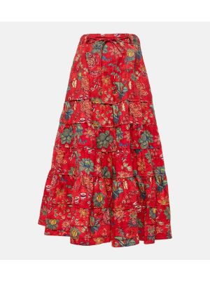 Kvetinová bavlnená midi sukňa Ulla Johnson
