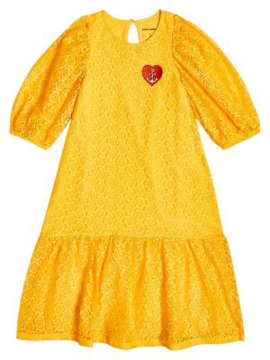 Blonder brodert dress for jenter Mini Rodini gul