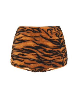 Tigriscsíkos magas derekú bikini nyomtatás Norma Kamali narancsszínű