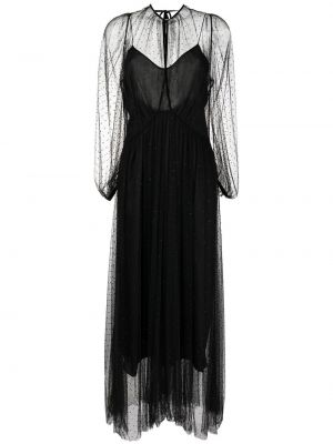 Прозрачна вечерна рокля с шипове Forte_forte черно