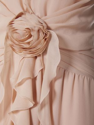 Fodros selyem hosszú ruha Blumarine rózsaszín