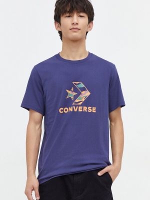 Bombažna majica Converse modra