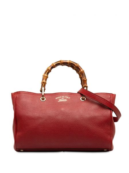 Bambusová nákupná taška Gucci Pre-owned červená
