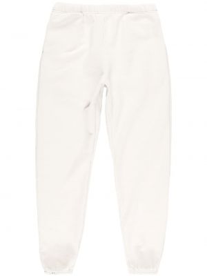 Памучни флийс спортни панталони Les Tien бяло