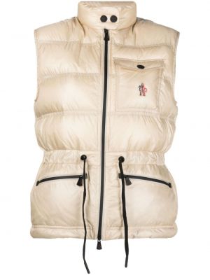Péřová vesta na zip Moncler Grenoble béžová