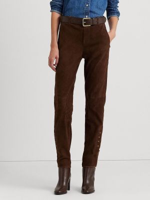 Pantalones de cuero Lauren Ralph Lauren marrón