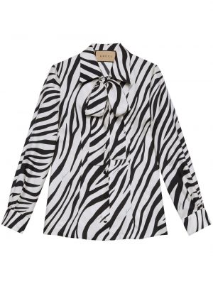 Zīda krekls ar apdruku ar zebras rakstu Gucci
