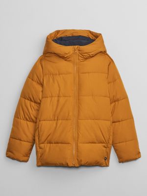 Prešívaná bunda s kapucňou Gap oranžová