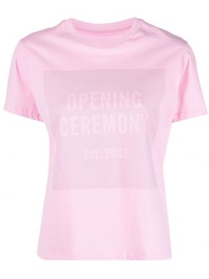 T-shirt z nadrukiem bawełniana z krótkim rękawem Opening Ceremony - różowy