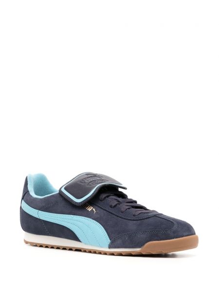 Sneakersy sznurowane koronkowe Puma Suede niebieskie