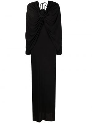 Drapírozott virágos hosszú ruha Giuseppe Di Morabito fekete