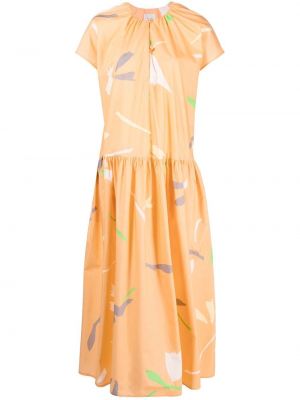 Raštuotas medvilninis suknele su abstrakčiu raštu Alysi oranžinė
