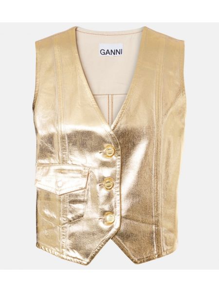 Denim vest Ganni guld