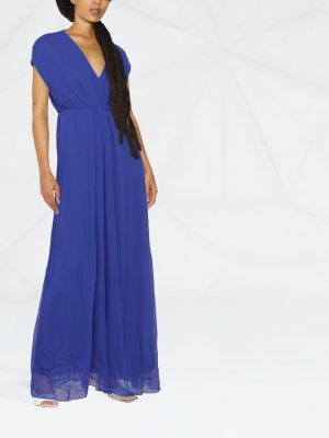 Sukienka z dekoltem w serek Patrizia Pepe niebieska