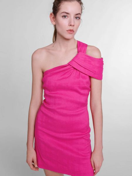 Льняное вечернее платье Maje розовое