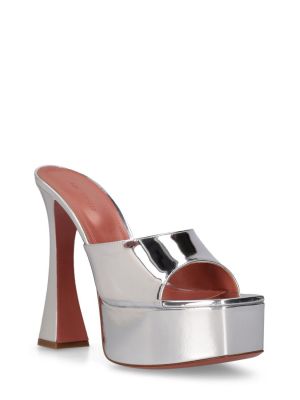 Sandale din piele Amina Muaddi argintiu