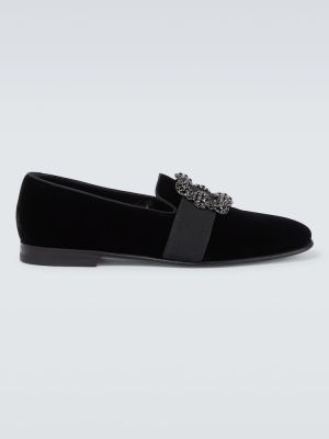 Pantofi loafer de catifea Manolo Blahnik negru