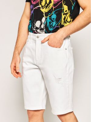 Priliehavé džínsové šortky Calvin Klein Jeans biela