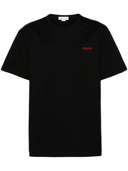 T-shirt brodé en coton Alexander Mcqueen noir
