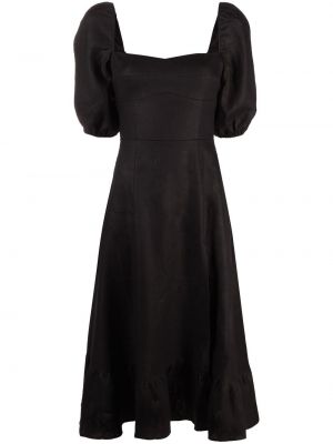 Ленена миди рокля Reformation черно