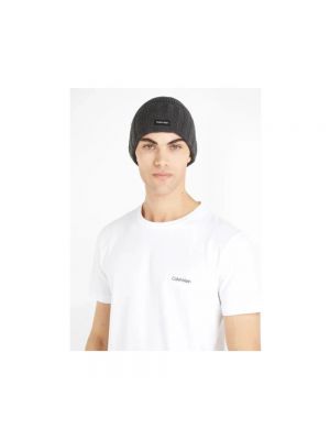 Dzianinowa czapka wełniana Calvin Klein szara