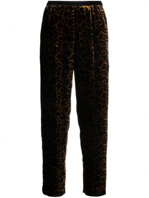 Кадифени панталон с принт с леопардов принт Mes Demoiselles кафяво