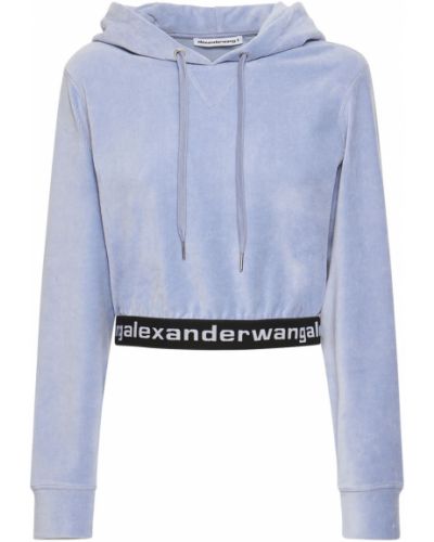 Samt hoodie s kapuljačom Alexander Wang crna