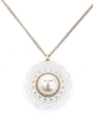 Krajkový přívěsek s perlami Chanel Pre-owned zlatý
