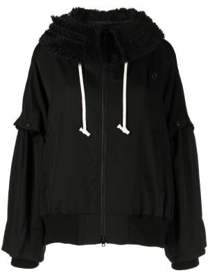 Mikina s kapucí s kožíškem Yohji Yamamoto černá