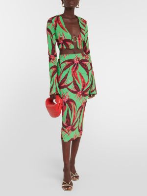 Pamučna midi suknja s printom Louisa Ballou zelena