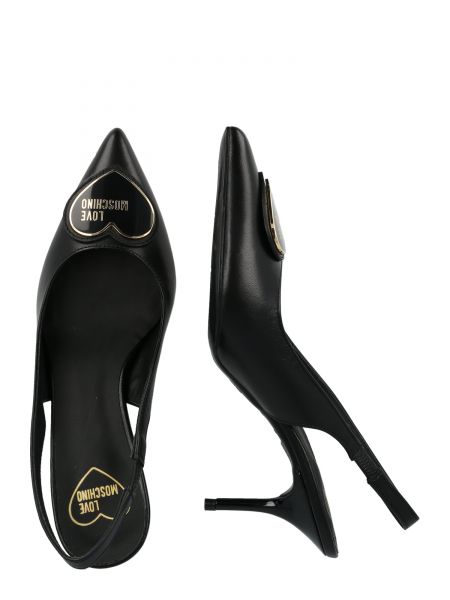 Полуотворени обувки с ток с отворена пета Love Moschino черно