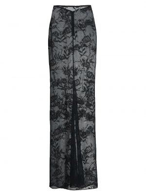 Кружевная длинная юбка в цветочек с принтом Alaïa черная