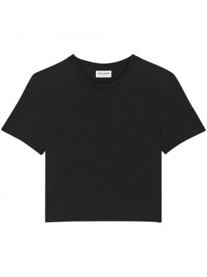 Тениска бродирана Saint Laurent черно