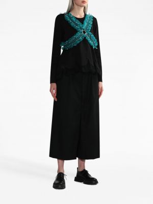 Bluzka bawełniana z falbankami tiulowa Noir Kei Ninomiya czarna