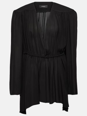 Asymetrické hedvábné šaty Wardrobe.nyc černé