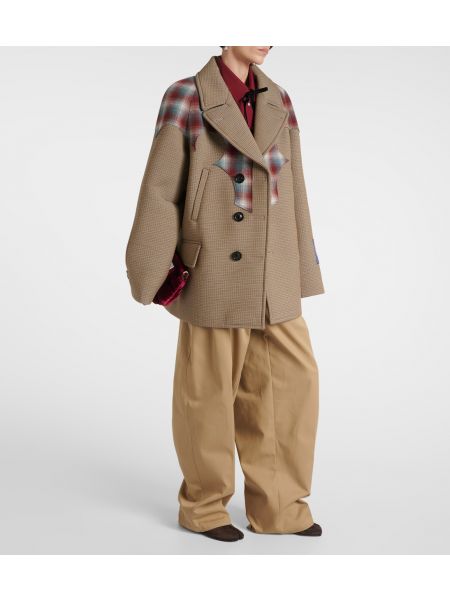Мохеровое хлопковое шерстяное пальто Maison Margiela бежевое