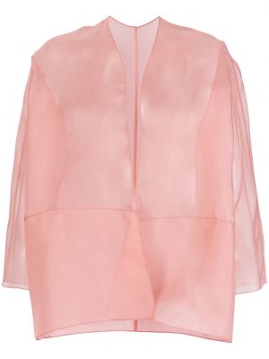 Μεταξωτός μπουφάν με διαφανεια Antonelli ροζ