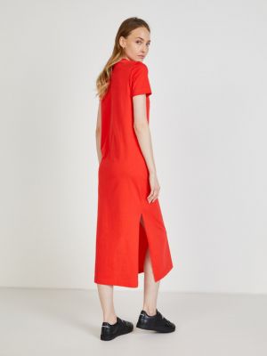 Rochie din denim Calvin Klein Jeans roșu
