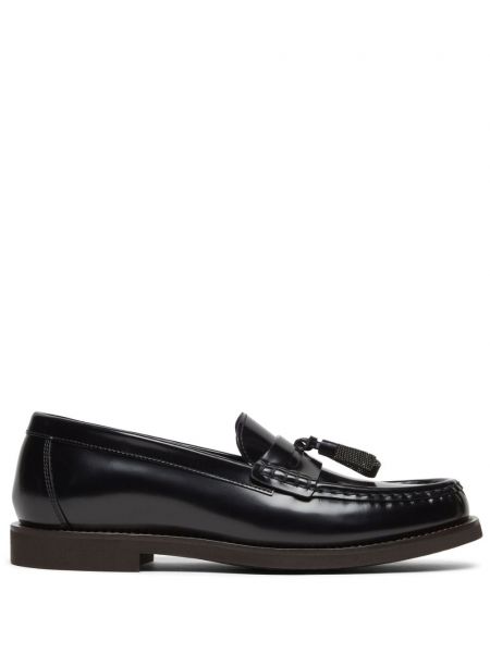 Pantofi loafer din piele Brunello Cucinelli negru