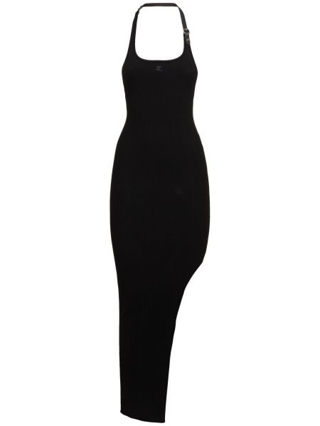 Μάξι φόρεμα με αγκράφα Courreges μαύρο