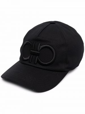 Haftowana czapka z daszkiem Ferragamo czarna