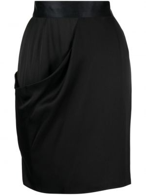 Svileno mini krilo z draperijo Chanel Pre-owned črna